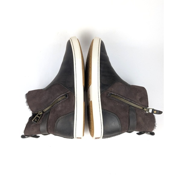 Olukai Pehuea Pa'I Shearling Sneaker Leather Boot Dark Brown Womens Size 7.5 - Picture 6 of 7